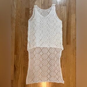 NWOT - Size M cream crochet hi/lo beach coverup.  SHEIN.  Beautiful and flirty.